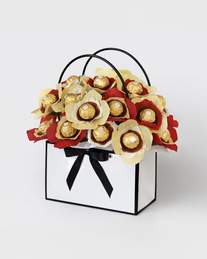 Signature Strawberry Shortcake chocolate bouquet featuring a large custom gift arrangement in deep red strawberry tones