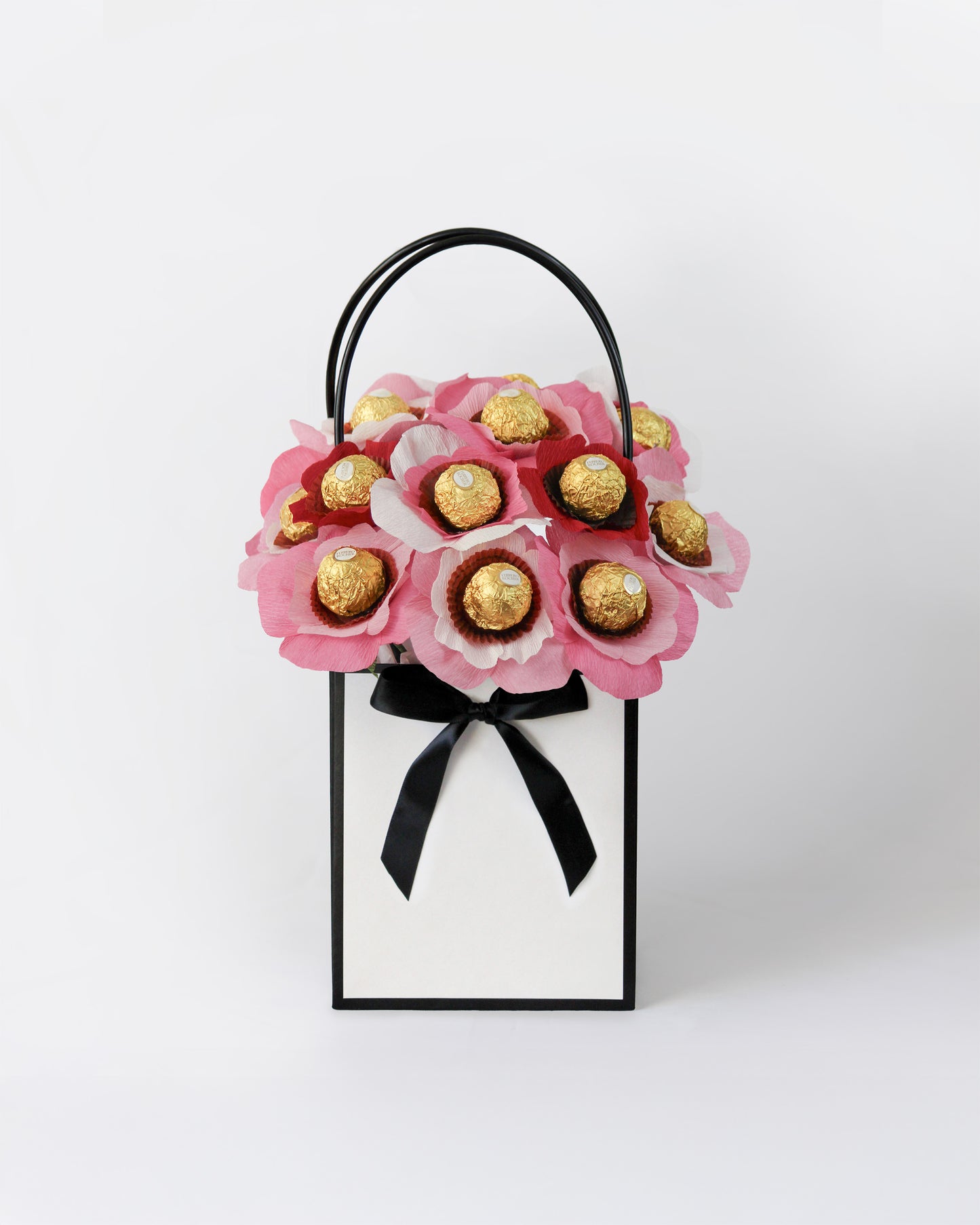 Frosted Rose bloom box with handmade mauve and blush chocolate-centred flowers